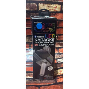 Pop Solo Glow Bluetooth LED Karaoke 2-IN-1 Microphone & Speaker Silver New